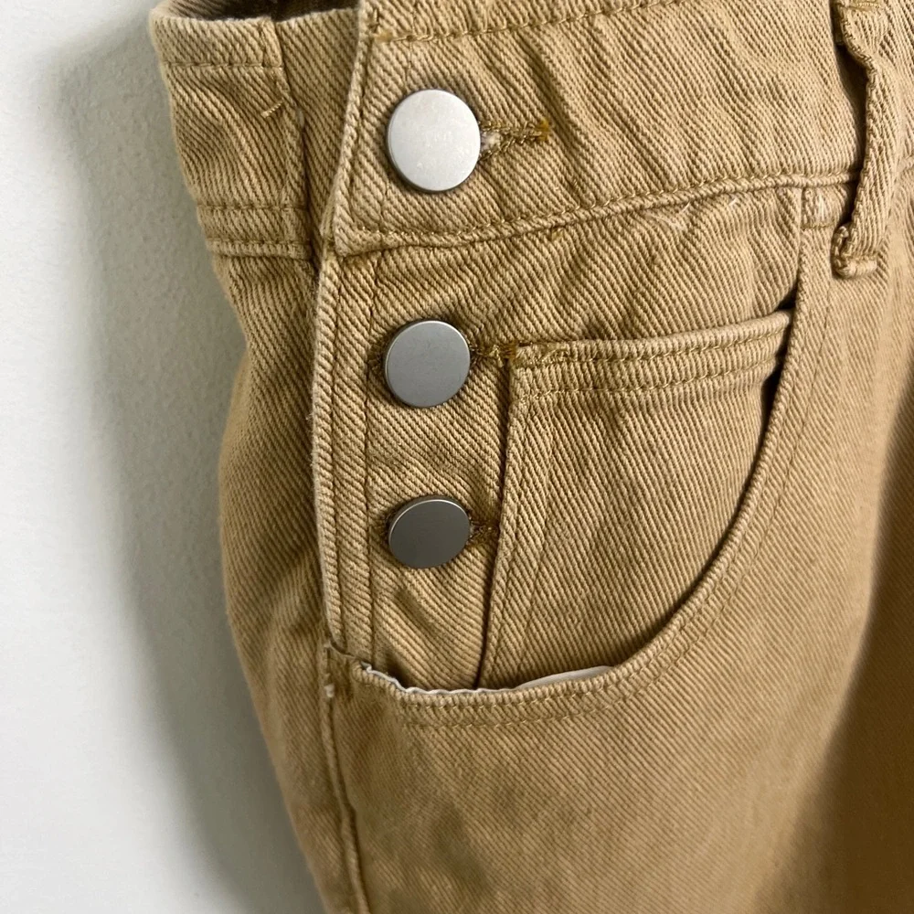 NEW Anrabess Small 4/6 Khaki Cross Back Design Denim Overalls - Picture 10 of 14